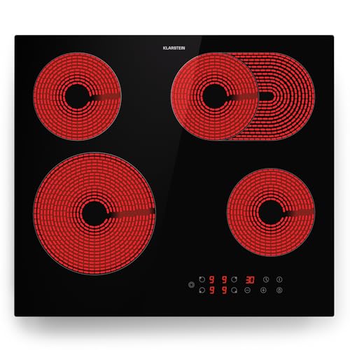 Klarstein Plaque Induction 6500W, Plaque de Cuisson Électrique à Induction, 4 Feux Encastrés, Tables de Cuisson