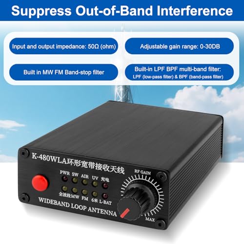 Antena de bucle activo K-480WLA para eliminar el ruido en radio de onda corta SW y MW urbana 3