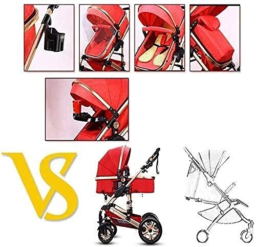 Zhiding Babykar 3 in 1 Opvouwbare buggy 49-wheeler, kinderwagen met extra grote luchtwielen, voor kinderen schakelbare fietswalking, lange reis voor pasgeboren en peuter (Color : Pink) - Afbeelding 3