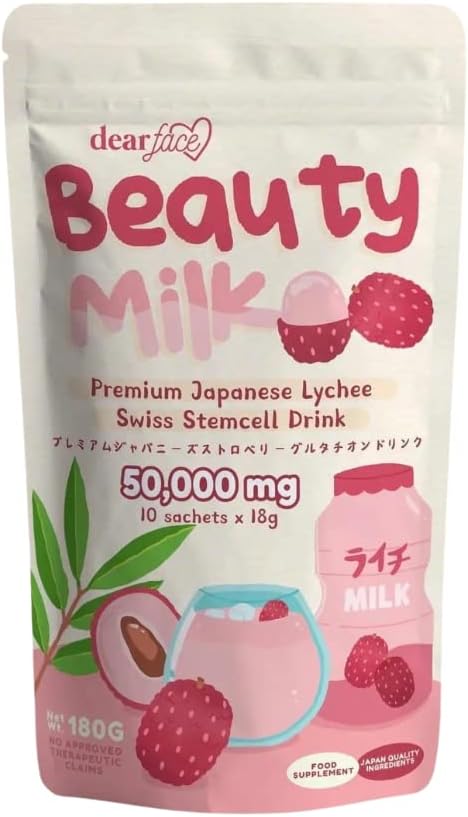 Dear Face Beauty Milk Premium Japanese Lychee Swiss Stemcell Drink 50,000mg - 10 Sachets