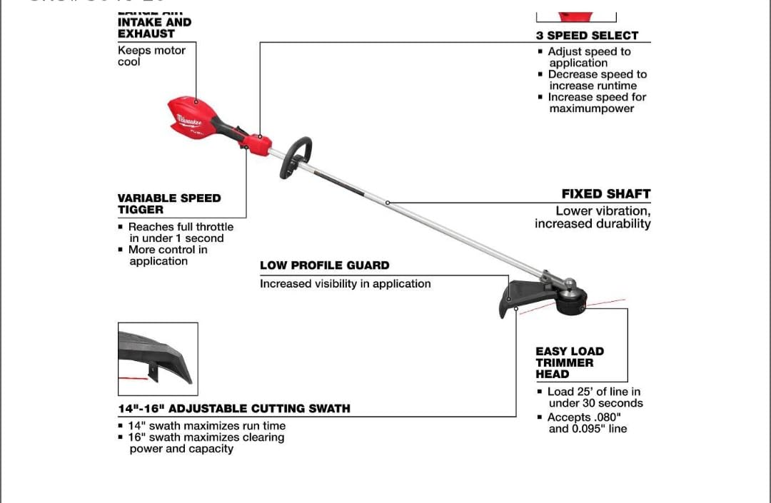 Milwaukee M18 Fuel 16-Inch String Trimmer, Cordless, Tool Only