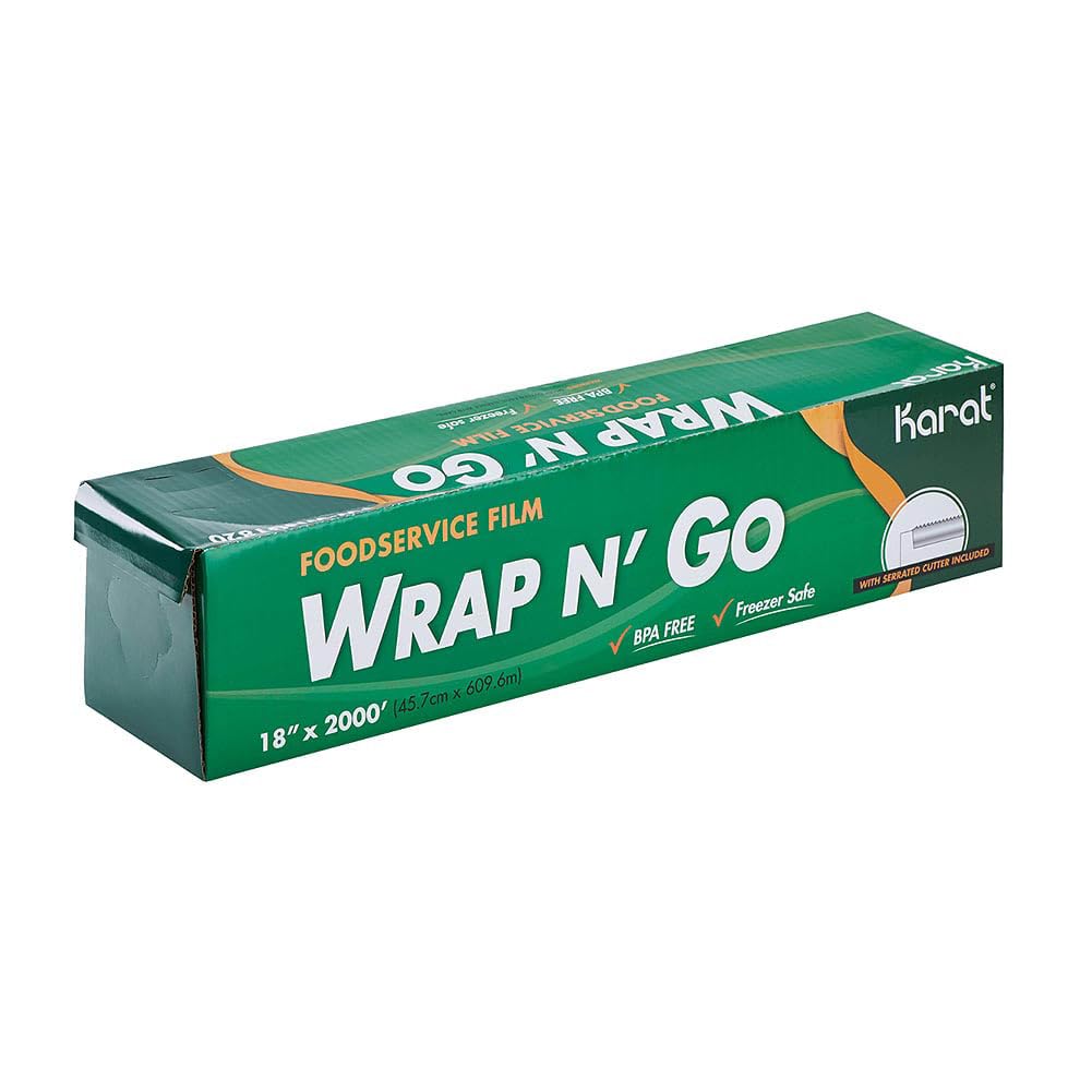 18x2000 Plastic Food Wrap Roll with Cutter