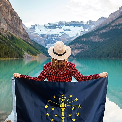 Drapeau de l'Indiana IN brodé extérieur Anley avec coutures renforcées - 5