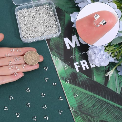 SOFPLATE 1 Box 600Pcs Silver Wire Guard Loops Guardian Wire Protector Jewellery Brass Double Holes U Shaped Thread Protectors for Jewellery Making Necklaces Bracelets Beadings Supplies DIY Crafts - Image 3