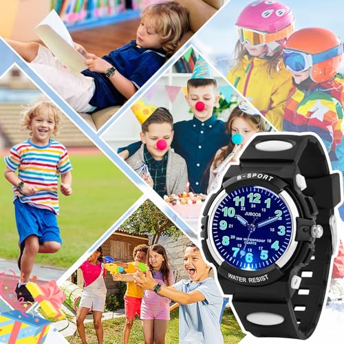 Image of Juboos Kids Watch Analog for Boys Girls, Childrens Waterproof Soft Strap Kids Time Teaching Quartz Wristwatch for Ages 5-15