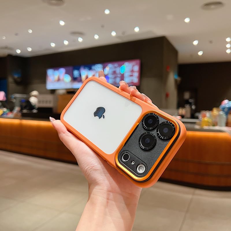 Image of LuxuryKase Shockproof Clear Case for iPhone 17 Pro | Camera Lens Protection | Slim Transparent Soft TPU Bumper | Anti-Yellow | Flexible Scratch Resistant Protective Cover - Orange