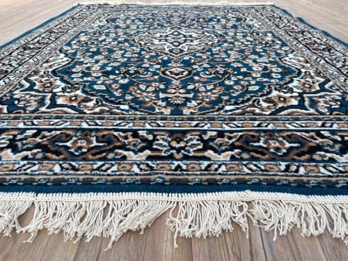 Image of TTC THREAD & TEXTURE CARPET Traditional Comfort: Power-Loomed Carpets for Living Room- Every Space Area Rug Color Blue Size 6x8 Feet (180x235cm)