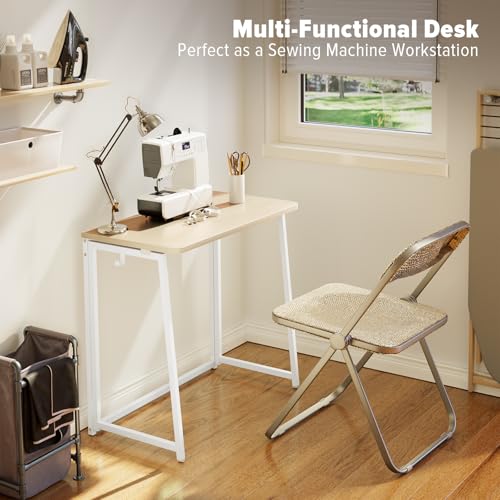 Table ordinateur pliante 80 cm pour aménager un petit espace bureau chêne - 8