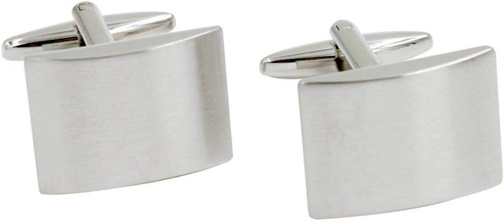 Plain Silver Rectangle Cufflinks | Grey Cuff Links Wedding | Gift for Men | Chrome Groom Cufflinks for Him | Groomsmen Cuffs (Plain Silver)
