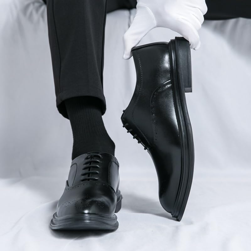 Mens Oxford Dress Shoes Leather Lace Up Pointed Toe Anti Slip Prom Party Formal Business Shoes Classic Style Comfortable Fit4