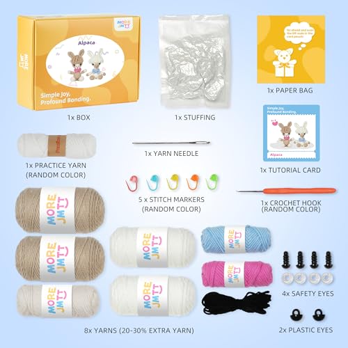 Image of MOREJMTT Crochet kit for Beginners,Knitting kit,Equipped with Step-by-Step Video tutorials, Adult Junior Crochet Kits,Crochet Animals kit(2pack Alpaca)
