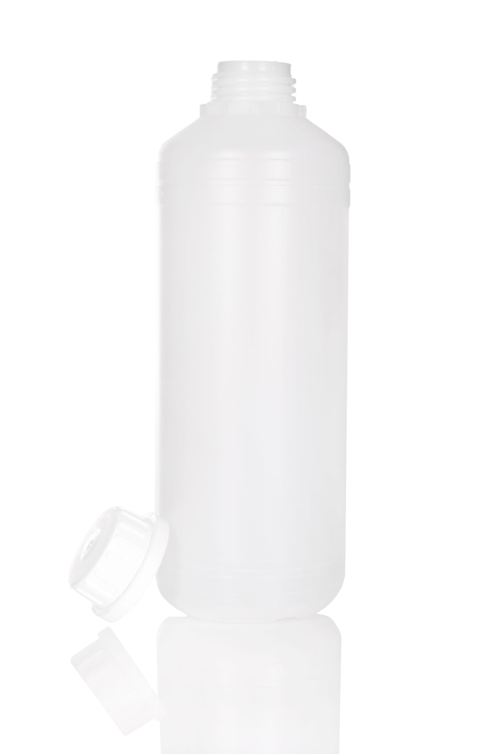 BENBOW Botella de plástico HDPE de 25x 1000 ml con cierre de rosca y escala para el almacenamiento seguro de líquidos y productos químicos - ideal para hogar laboratorio e industria Aceite y pegamento