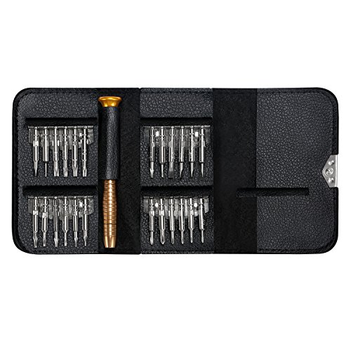 25 in 1 Precision Screwdriver Set, FREEWISE DIY Mini Repair Tool Kit for PC, Glasses, Mobile Phone, Laptop, Watch, Drone with Leather Case