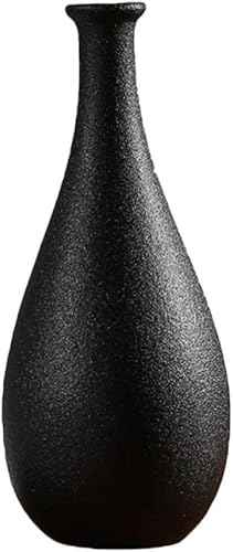 Artibetter Jarrón decorativo de cerámica negra Simplicity de primera calidad para flores secas, decoración para arreglos florales de escritorio y