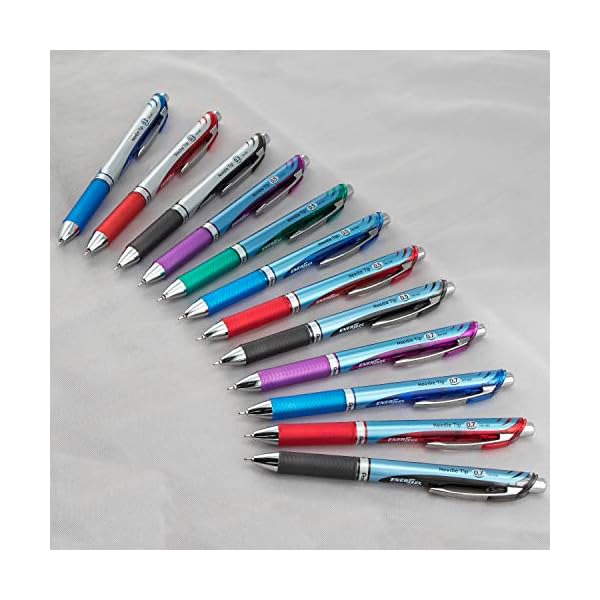Pentel BLN75BP5M Gelschreiber, einziehbar, 0,5 mm, Metallspitze, verschiedene Tintenfarben, 5 Stück – Bild 8