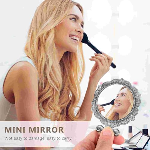 Miroir de maquillage compact portable vintage pour table et sac à main