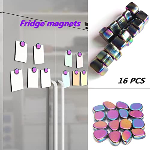 16Pcs / Set Magnets Rainbow Magnetic Stones, Hematite Polished Irregular Magnet, Refrigerator Office Magnets，Magnetic Toys For Kids With Bag #TOP6
