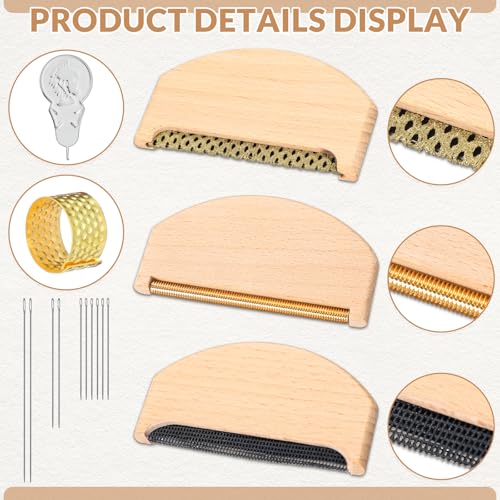 LemonRoad 3 Pcs Wooden Lint Comb Cashmere Comb 3 Styles Manual Fabric Shaver with Sewing Needles Complete Garment Repair kit for Different Fabrics Sweater Care - Image 4