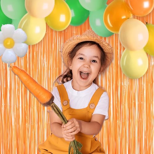 Image of Orange Tinsel Curtain Party Backdrop - GREATRIL Foil Fringe Curtain Party Streamers for Fall /Thanksgiving Day /Birthdays /Doorway /Easter /Coco Theme /Day of The Dead Party Decorations 2 Packs