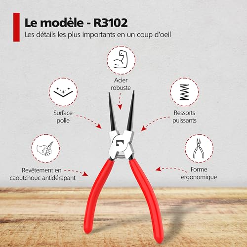 Pince à circlips interne et extérieur à embouts de précision - 6