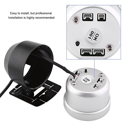 Keenso 60mm LED Turbo Boost Presse À Vide Jauge Compteur Noir Shell Universel pour Voiture De Course Auto 0 200 Kpa-Manometre Pression