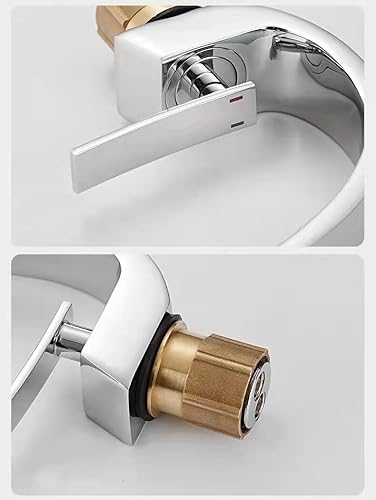 Miniatura 3 de Grifo de lavabo de baño de una sola manija, cuello largo, diseño elegante, grifo de lavabo de un solo orificio (plata cepillada)