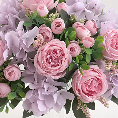 Karoro 4 Bunches Pink Peonies Artificial Flowers For Decoration Silk Flowers Fake Roses Arrangements Plastic Table Centerpiece Faux Flores For Home Vase Living Room Decor #TOP2