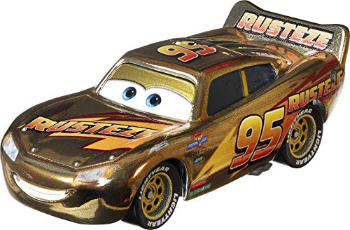 Disney Pixar Cars Lightning McQueeen Gold Spielzeugauto Charakter, Geschenk für Kinder ab 3 Jahren (Mattel GYG27), Bunt – Bild 3