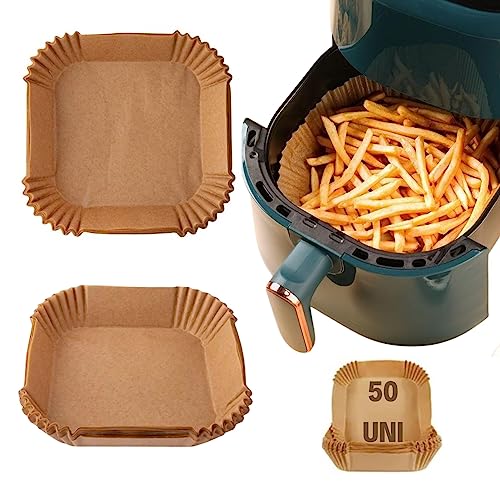 Forma de Papel Forro Antiaderente Descartável para Air Fryer Fritadeira - 50 Unidades