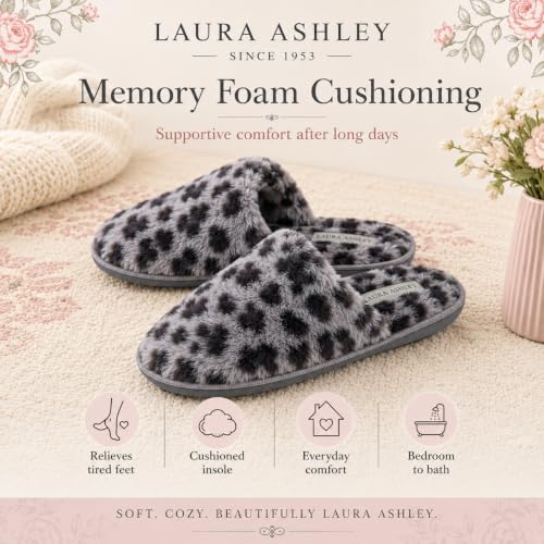 Image of Laura Ashley Ladies All Over Plush W /Memory Foam Slippers