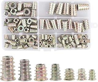 120 Pcs Threaded Insert Nuts, Zinc Alloy Furniture Hex Socket Screw Insert Hex Flanged Screw-in Nut Assortment Tool Kit for Wood Furniture with Plastic Box (M4 M5 M6 M8 M10)