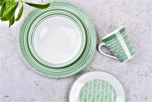 16-teiliges Tafelservice Vintage Design Geschirrset Kombiservice für 4 Personen Spülmaschinengeeignet Mikrowellengeeignet
