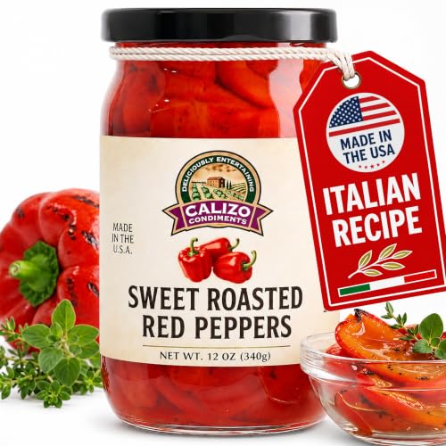 Calizo Premium Roasted Red Peppers – Italian-Style Smoked Red Pepper Jar, Clean Label, Great for Apps, Soups &amp; Entrees