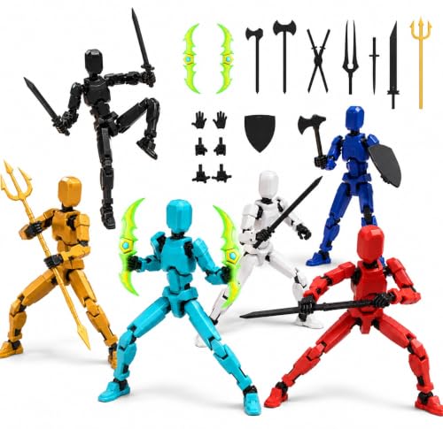 Image of DOOZLE T13 Action Figures, Assembly Completed 3D Printed Dummy Nova Titan Lucky 13 Figures, Multi-Jointed Movable Robot Toys for Display, Drawing & Desk Decor (6, Multicolor-6pcs)