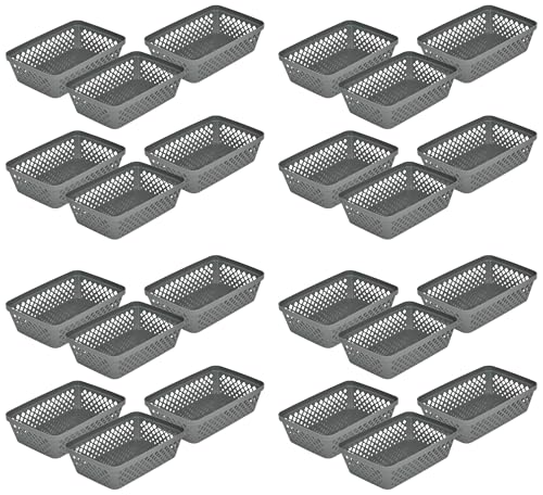Image of Glad Plastic Storage Basket Set - Multipurpose Drawer Trays, Kitchen Pantry Containers, and Bathroom Bins - Medium Organizers, Grey, 6 Count (Pack of 4)