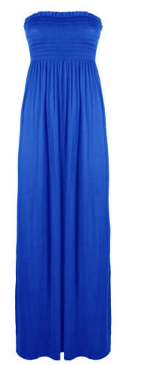 LADIES PLAIN SHEERING BOOB TUBE MAXI DRESS ALL COLOUR AND SIZES (16-18