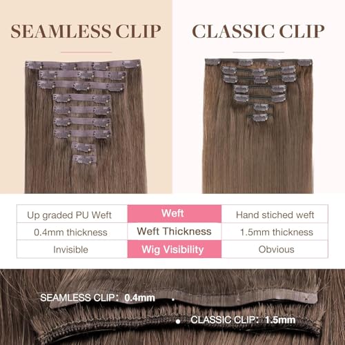 Image of GOO GOO Seamless Clip in Hair Extensions Real Human Hair Remy Extensions