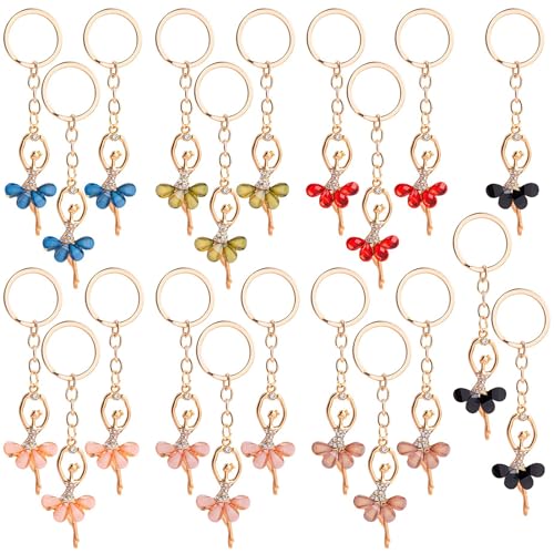 Framendino, Lot de 21 porte-clés en forme de danseuse de ballerine en cristal pour décoration, 7 couleurs, 21 Pack