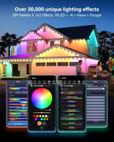 Image of ASAHOM Permanent Outdoor Lights Pro, 100FT with 72 LEDs, WLED Integrated