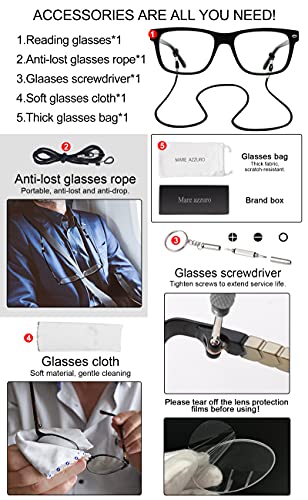 Mare Azzuro Big Frame Reading Glasses Men Square Readers 1.0 1.5 2.0 2.5 3.0 3.5 4.0 5.0 6.0 thumb #5