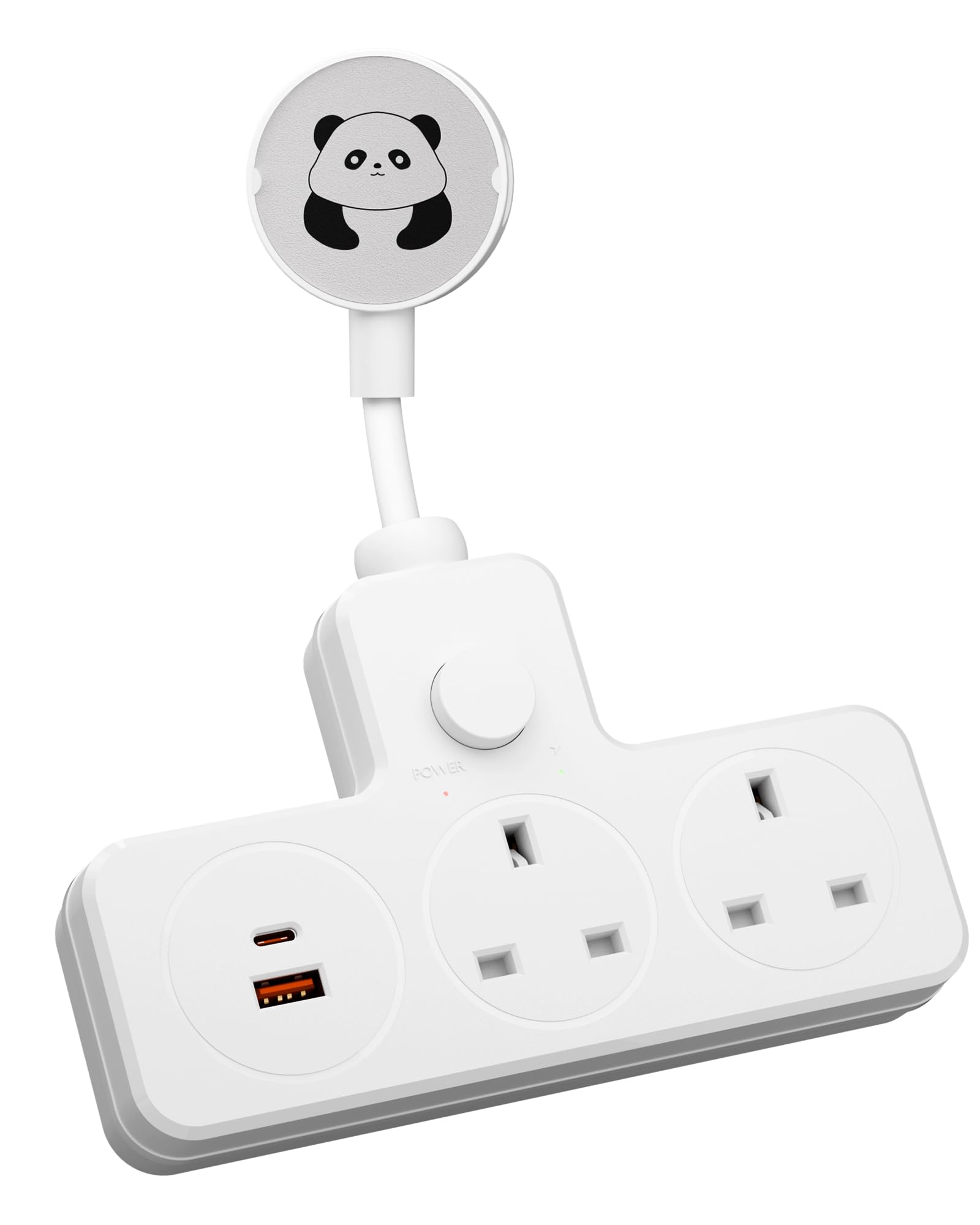 LIPWEL Extension Lead with USB Slots PD20W Fast Charging- Surge Protected Multi Socket Adapter Heavy Duty(13A 3250W) Power Strip with Switch, Rotating Connector, White