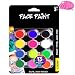 Magicdo Face Paint, 12 Colors x 5 ml Bottle, Water Based Face Painting Kit with Brush and Palette, Washable Non-toxic Moisturizing Body Paint For Parties (2 Bonuses)
