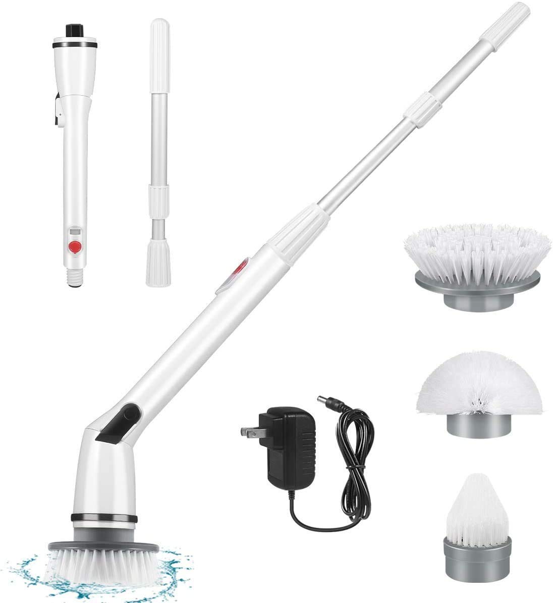 Electric Spin Scrubber, Cleaning Brush Scrubber with Cordless Spin Scrubber, 360 Power Rotation with 3 Multi-Purpose Replaceable Cleaning Brush Heads for Cleaning Tile, Bathtub, Kitchen, Pool