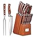 Set Coltelli da Cucina | 16 Pezzi Set di Coltelli Professionali | Acciaio Inossidabile | Coltelli Cucina con Ceppo Coltelli Blocco in Legno | Cucina Set Coltello