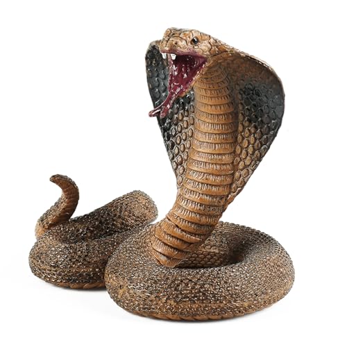 EOIVSH Realistic King Cobra Toy - Fake Snake Toy Figurine- Wild Life Safari Animal Figure for Kids, Great for Garden Decor Scary Birds Halloween Prank...