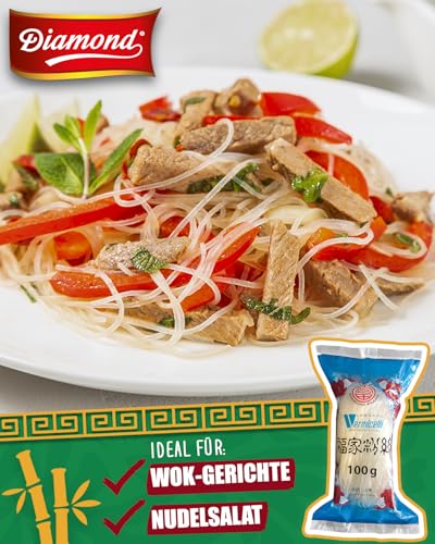 DIAMOND Glasnudeln, lange Glasnudeln, von Natur aus vegan und glutenfrei - 1 x 100 g