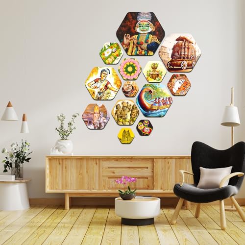 Image of Decor Smart Kerala Wooden Wall Art | Living Room Decoration | South Indian Festival Accent | Home Decor Decorative Artwork | Kathakali Temple Wall Hanging | Cultural Heritage Sticker Panel (WPS 218)