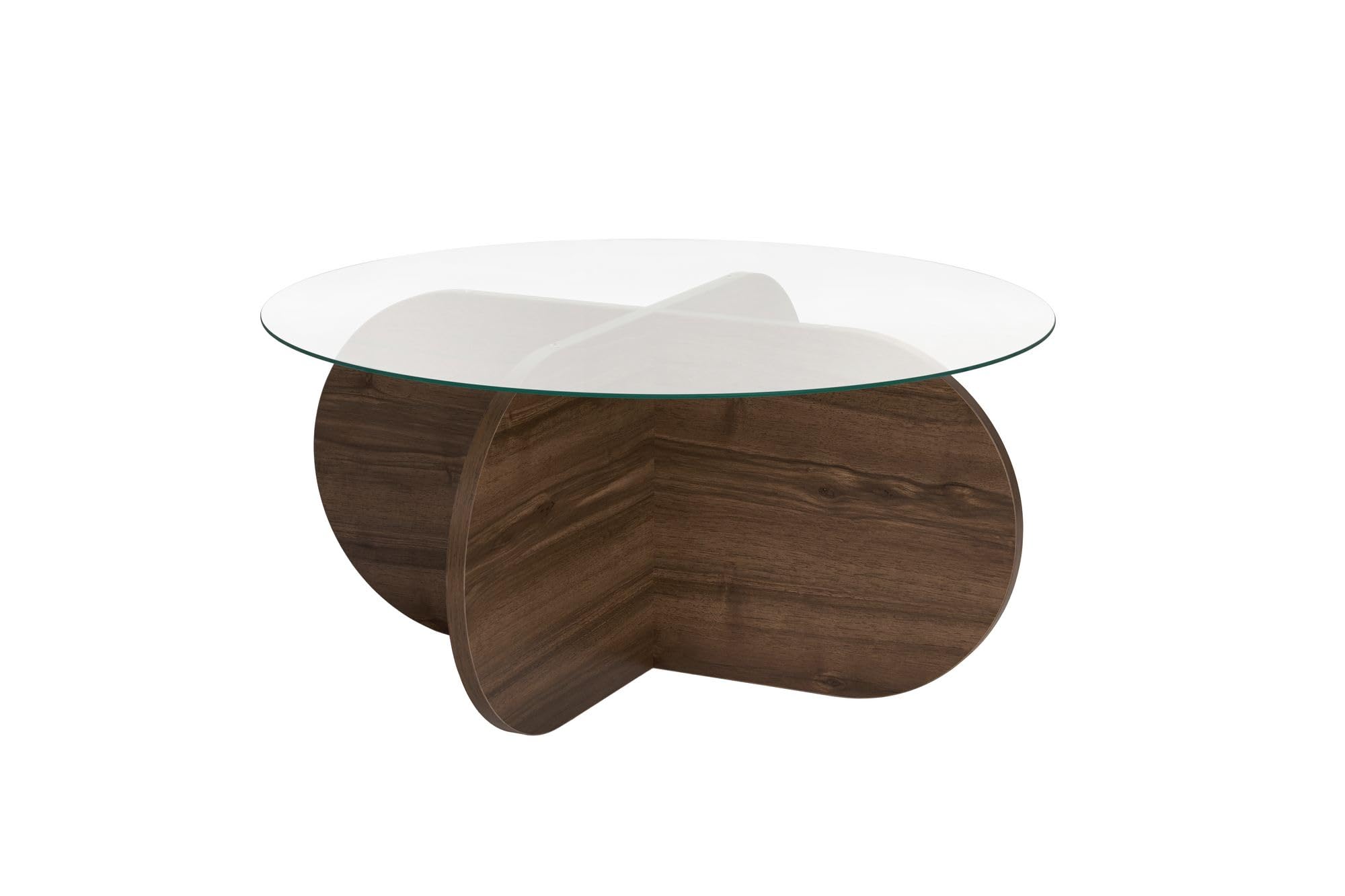 Hanah Home Table basse Table à café élégante – Noyer et Transparent