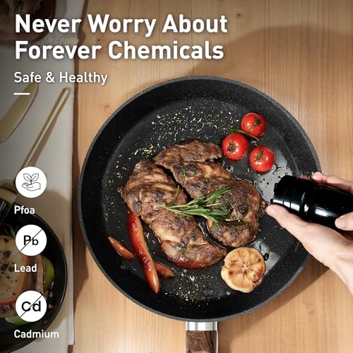 Image of DishDelight Non Stick Pots and Pans Set, 12 Piece Kitchen Cookware Sets | Granite Pans Set for Cooking, Compatible with Induction, Gas & Electric Stoves, PFOA & PFOS Free, Even Heating, Easy to Clean