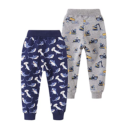 Boys Active Athletic Pull-On Pants I Kids Cozy Cotton Cartoon Jogging Sweatpants2